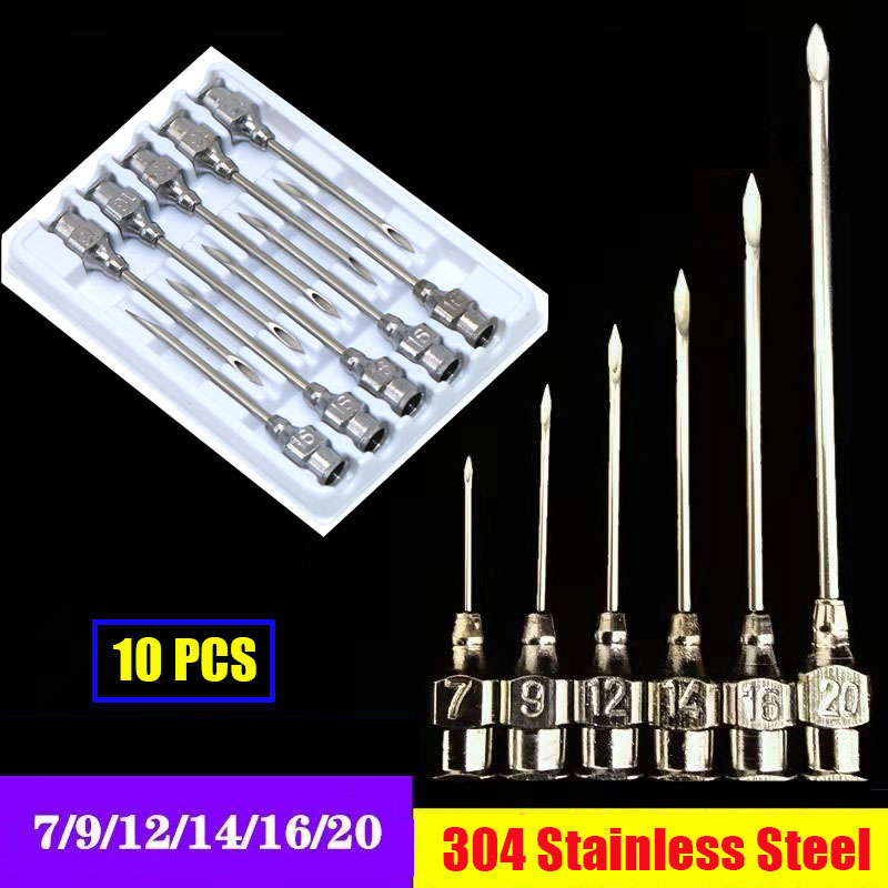 Veterinary Syringe Gun - 10 pçs de aço inoxidável agulhas